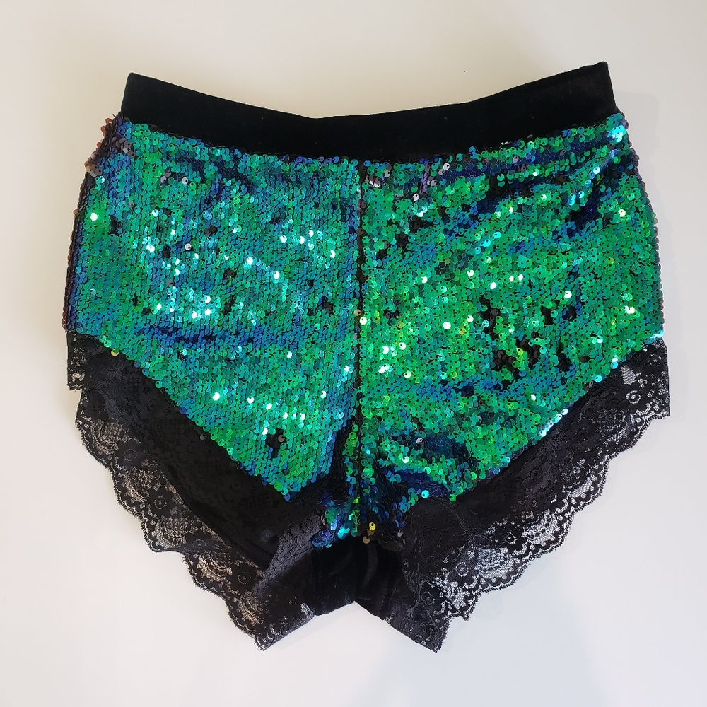 Shorts. Sequin black velvet Bottoms only - Picture 3 of 9